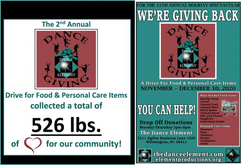 The 2nd Annual Dance Giving food drive in Wilmington NC
